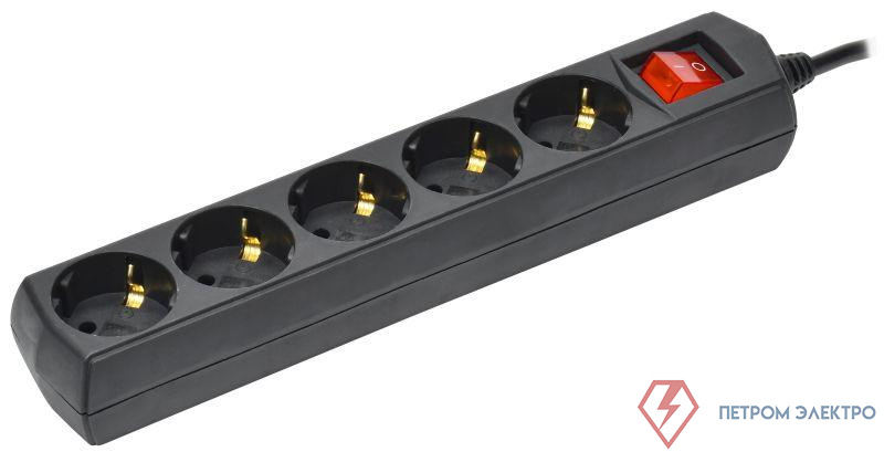 Удлинитель 5х3м с заземл. 10А IP20 У05В 250В ПВС 3х1 черн. GENERICA WYP10-10-05-03-ZK-K02-G