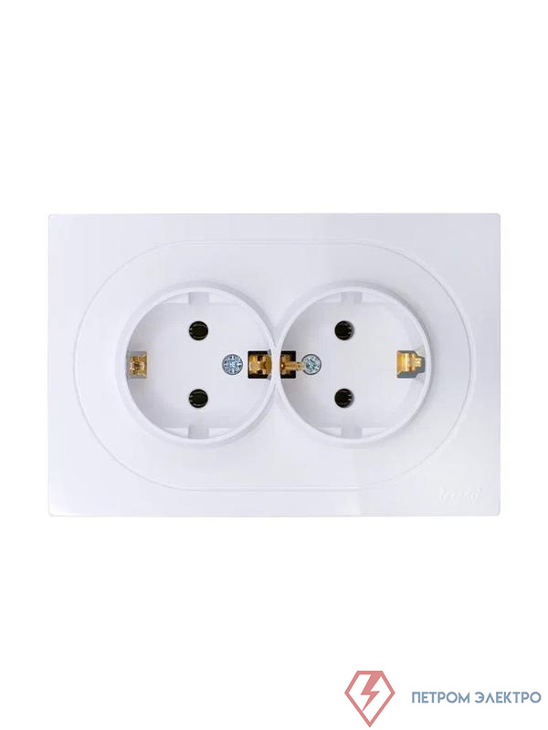 Розетка 2-м СП OSEN с заземл. ПБТ механизм бел. LEZARD 743-0200-127B