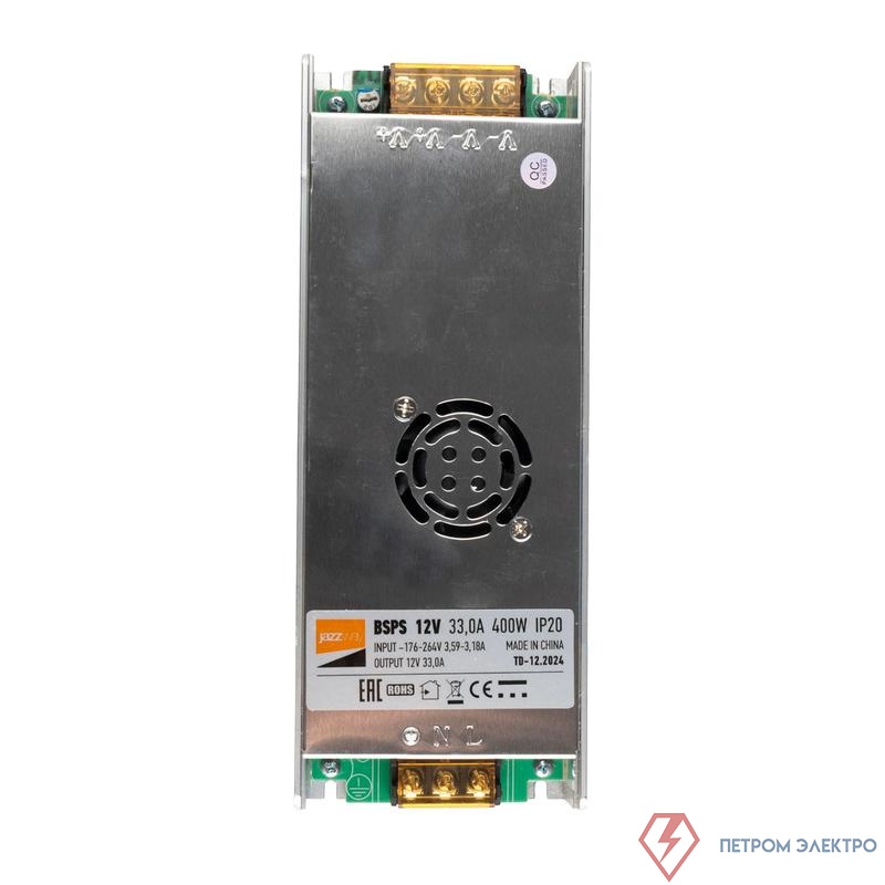 Блок питания для светодиод. ленты BSPS 400Вт 33А 12В IP20 метал. JazzWay 1001399A