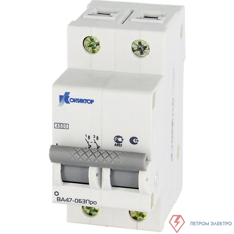 Выключатель автоматический модульный 2п C 10А 4.5кА ВА47-063 Контактор 7000125