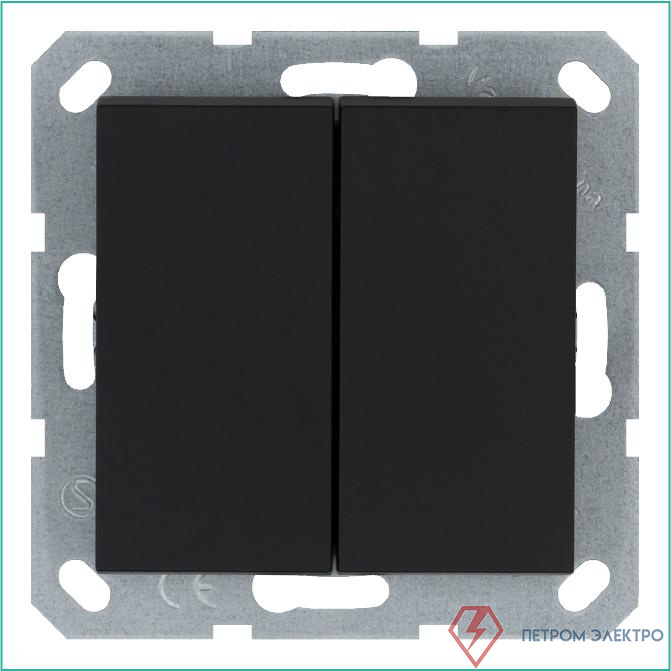 Переключатель проходной 2-кл. 10А IP20 механизм черн. матов. soft touch Jasmart G3022PB