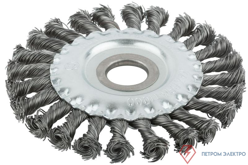 Корщетка тип "колесо" посадочный диаметр 22.2мм стальная витая проволока 125мм MOS 38930М
