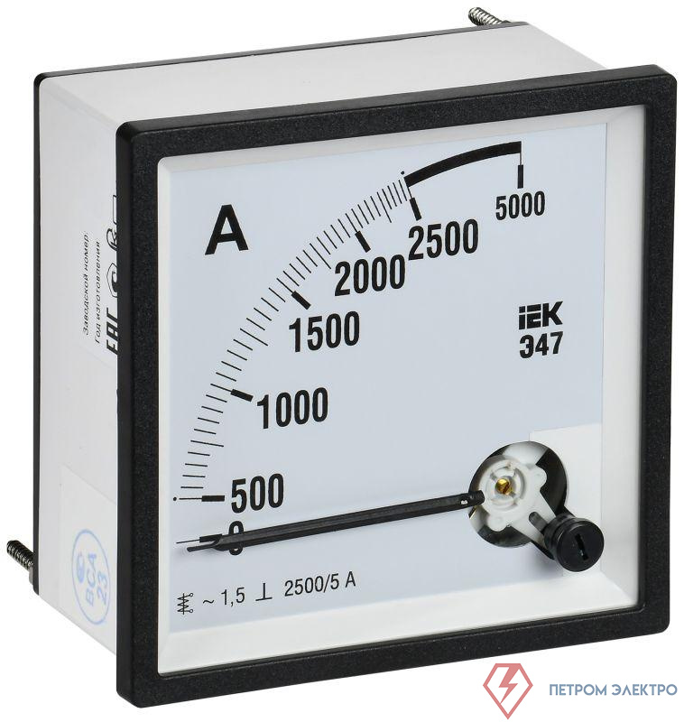 Амперметр Э47 2500/5А класс точн. 1.5 96х96мм IEK IPA20-6-2500-E