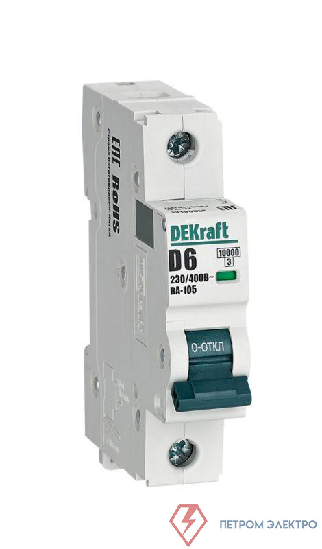 Выключатель автоматический модульный 1п D 6А 10кА ВА-105 DEKraft 13199DEK