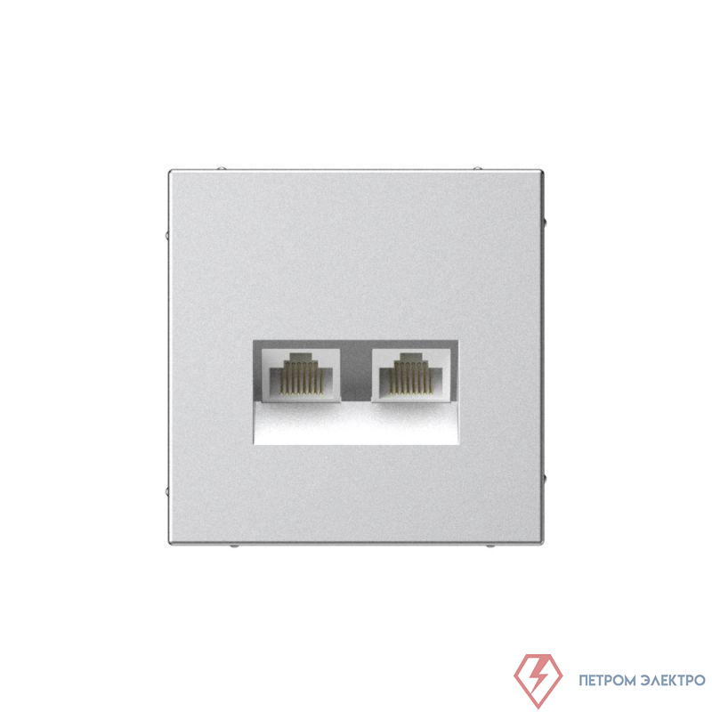 Розетка компьютерная 2-м ArtGallery RJ45 + RJ45 кат.5E механизм алюм. SE GAL000385