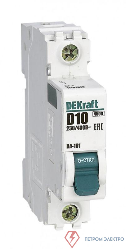 Выключатель автоматический модульный 1п D 10А 4.5кА ВА-101 DEKraft 11101DEK