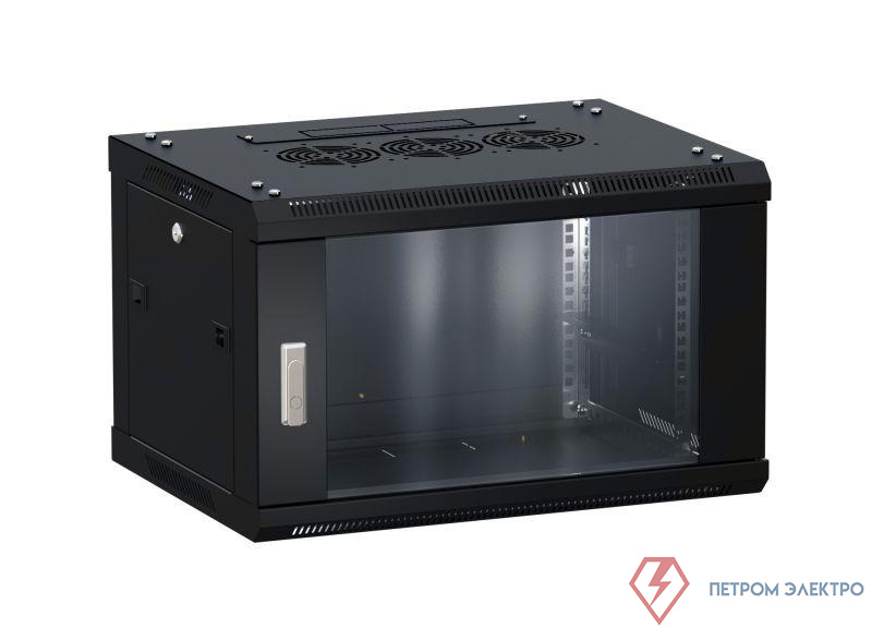 Шкаф настенный 19дюйм TERACOM PRO 6U 600х450мм дверь стеклянная с замком-ручкой черн. EKF TRP-WLL-0664-40B