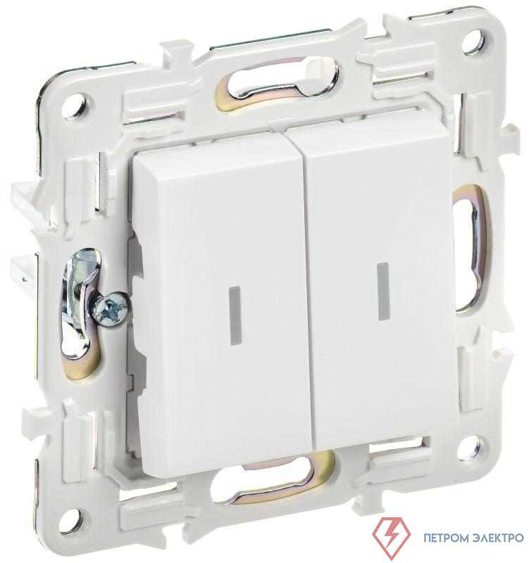 Выключатель проходной 2-кл. SKANDY 10А SK-V10W с индикацией арктич. бел. IEK SK-V22-1-10-K01