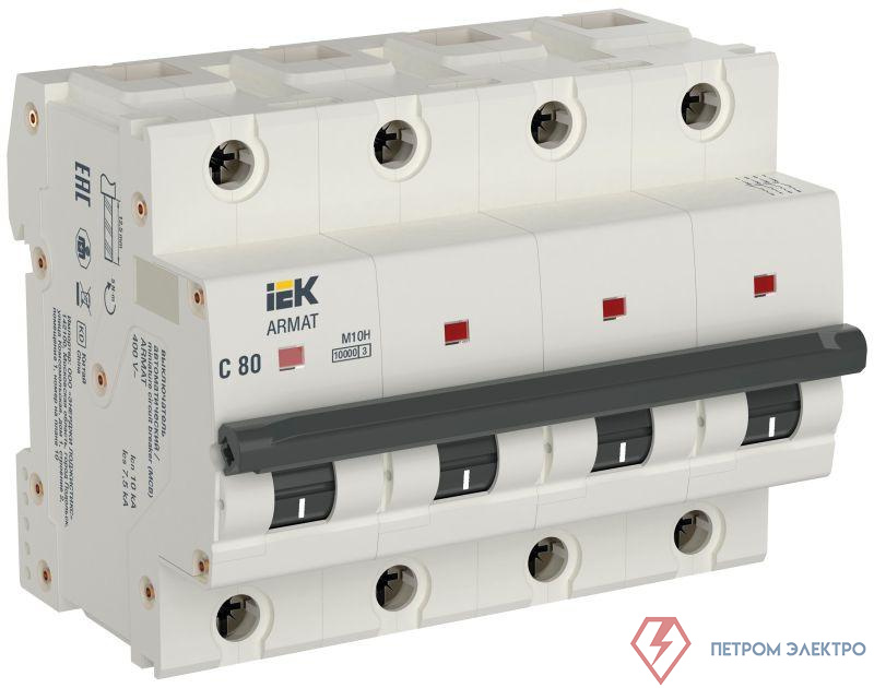 Выключатель автоматический модульный 4п C 80А M10H ARMAT IEK AR-M10H-4-C080