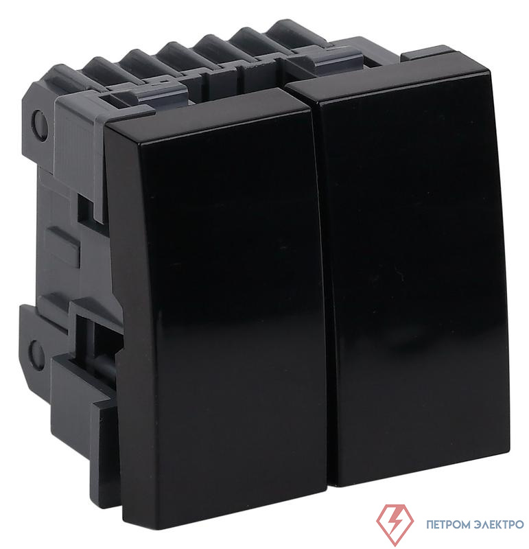 Выключатель модульный 2-кл. 45х45мм черн. Ruvinil АДЛ 13-905-Ч