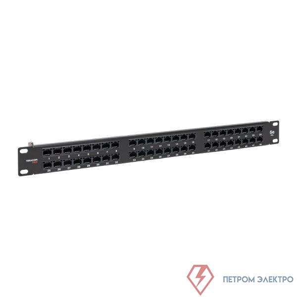 Патч-панель высокой плотности 19дюйм кат.5E 1U неэкранир. UTP 48 портов RJ-45 Dual IDC с органайзером TERACOM PRO EKF TRP-PPNL-5EUTP-C1U48