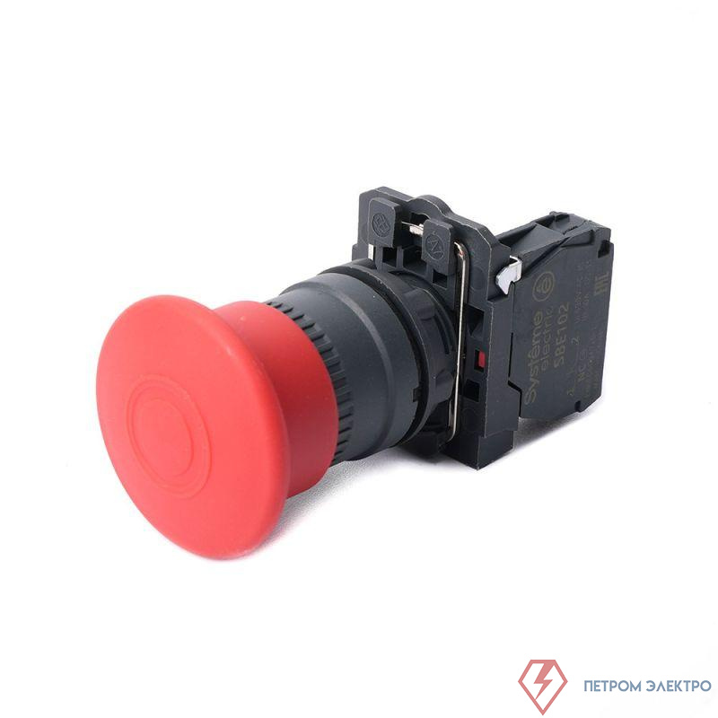 Кнопка аварийного останова SB5 в сборе 22мм 40мм тяни-толкай пластик 1НЗ SE SB5AT842
