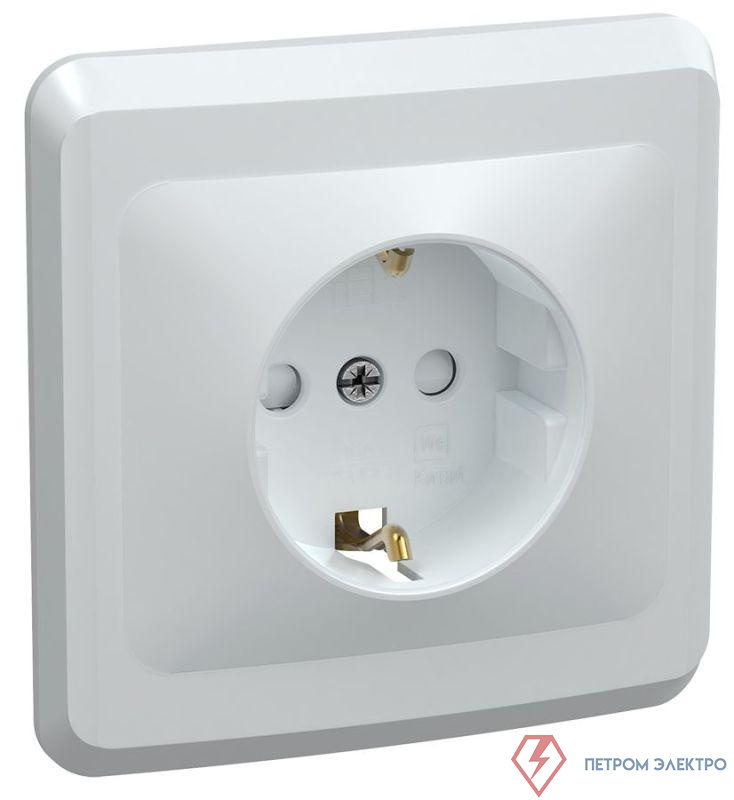 Розетка 1-м СП Вега РСш10-3-ВБ с заземл. контактом и защ. штор 16А бел. GENERICA ERV14-K01-16-DM