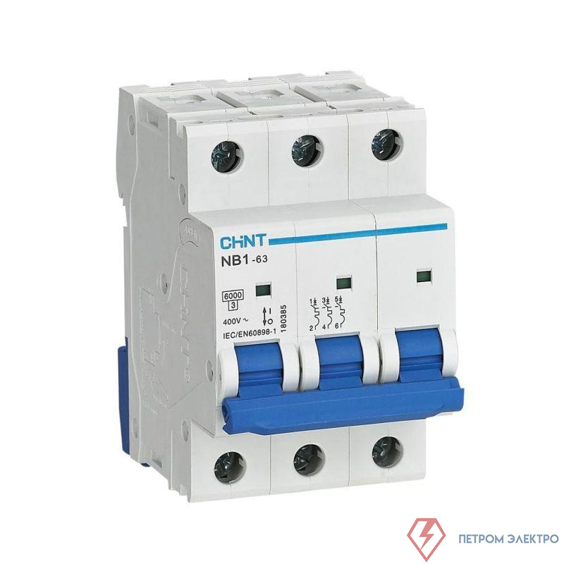 Выключатель автоматический модульный 3п B 2А 6кА NB1-63 (R) CHINT 179687