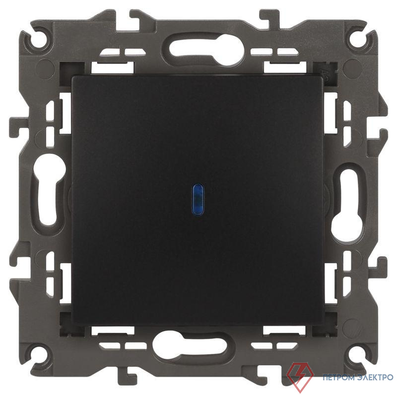 Выключатель 1-кл. СП Elegance 14-1102-05 10А IP20 250В 10AX с подсветкой механизм антрацит Эра Б0034219