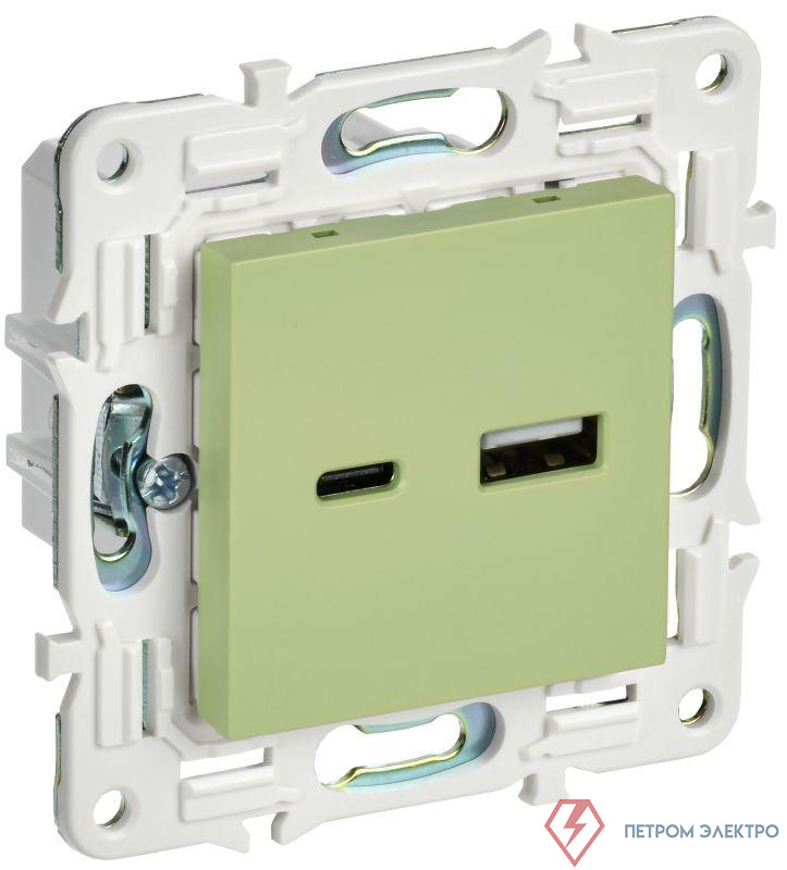 Розетка USB A+C 18Вт SKANDY SK-R13G мятный IEK SK-U22-018-K06