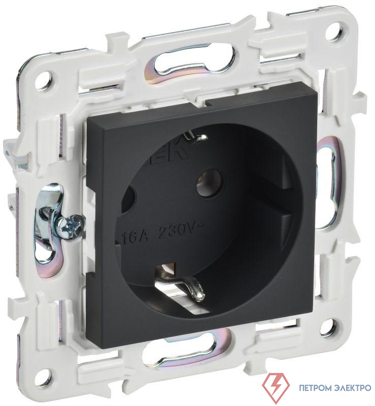 Розетка SKANDY 16А с заземл. без защ. шторок SK-R05G графит IEK SK-R11-16-K53