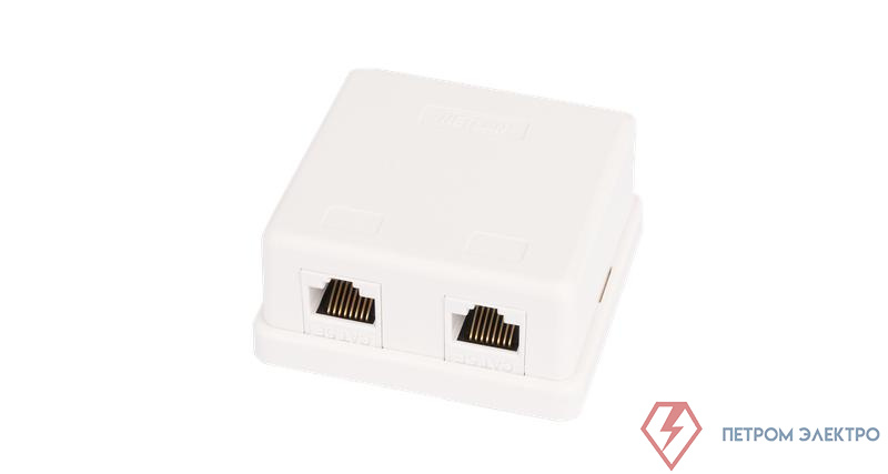 Розетка компьютерная 2-м ОП RJ45 (8P8C) кат.5E неэкранир. класс D 100МГц 110 T568A/B бел. (уп.10шт) NETLAN EC-UWO-2-UD2-WT-10
