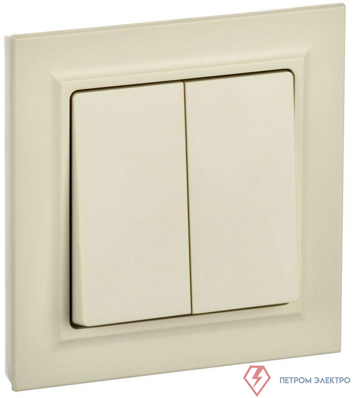 Выключатель 2-кл. СП BRITE ВСР10-2-0-БрКр 10А в сборе беж. IEK BR-V20-0-10-K10-F