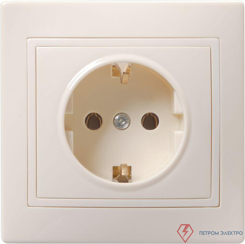 Розетка 1-м СП Кварта РС10-3-ККм 16А IP20 с заземл. без защ. шторок крем. GENERICA ERK14-K33-16-DM