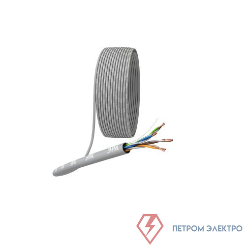 Кабель витая пара U/UTP кат.5E 4х2х24AWG solid CU PVC сер. (м) U-4-PVC Эра Б0044429