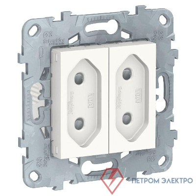 Розетка 2-мод. UNICA NEW защ. шторки без заземл. винт. зажим 10А бел. SchE NU503118