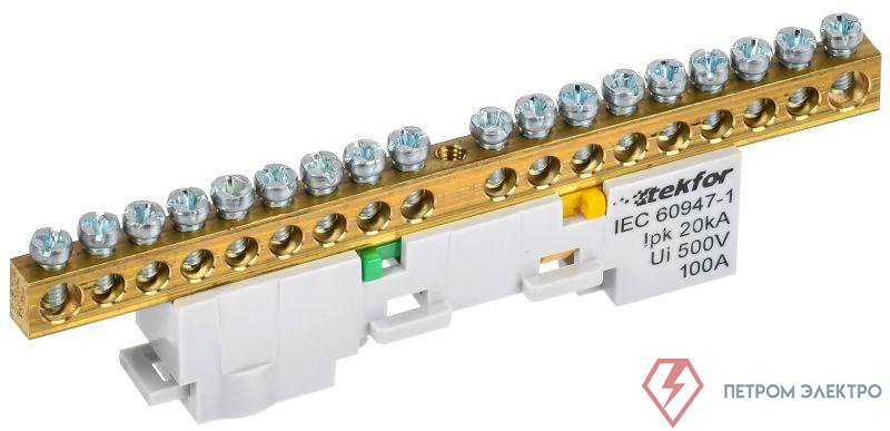 Шина PE "земля" неизол. на универс. держ. 6х9-18-Ж TEKFOR IEK TF-NN10-18-DL-K05