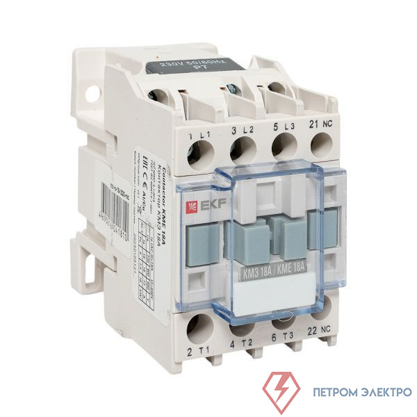 Контактор КМЭ-1 18А кат. 230В AC 1НЗ EKF ctr-s-18-220-nc