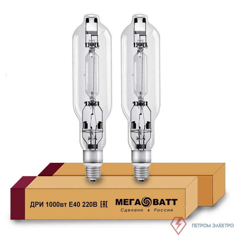 Лампа газоразрядная металлогалогенная ДРИ 1000 220/4000К E40 (12) МЕГАВАТТ 03109