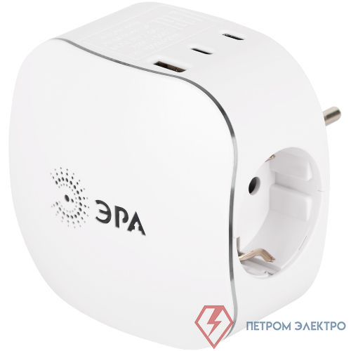 Разветвитель 3-м SP-3e-3USBAC-W + 3 USB A+C с заземл. со шторками 16А бел. Эра Б0069081