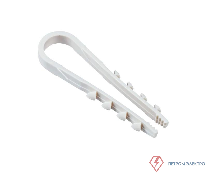 Дюбель-хомут PCD-R 05-10-45-100WH для круглого кабеля PA6.6 бел. (уп.100шт) JazzWay 5054783