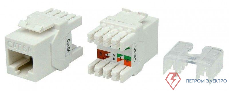 Вставка Keystone Jack RJ45 (8P8C) кат.6A (10G) 180град. KJ8-8P8C-C6A-180-WH бел. Hyperline 426187