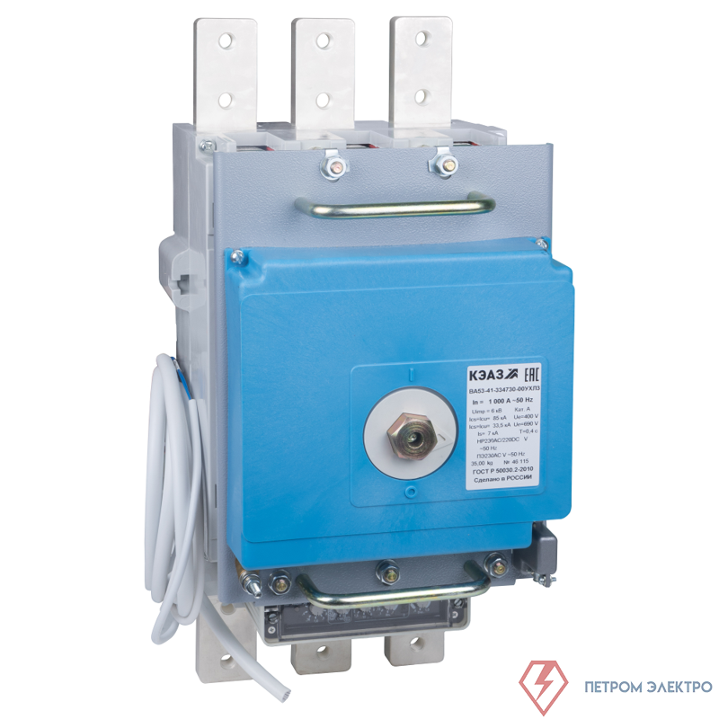 Выключатель автоматический 3п 250А 135кА ВА53-41-334730 УХЛ3 690В AC НР=230В AC/220В DC ПЭ230AC КЭАЗ 234082