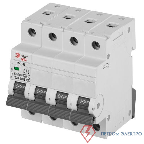 Выключатель автоматический 4п C 25А 4.5кА ВА47-63 PRO ЭРА Б0059444