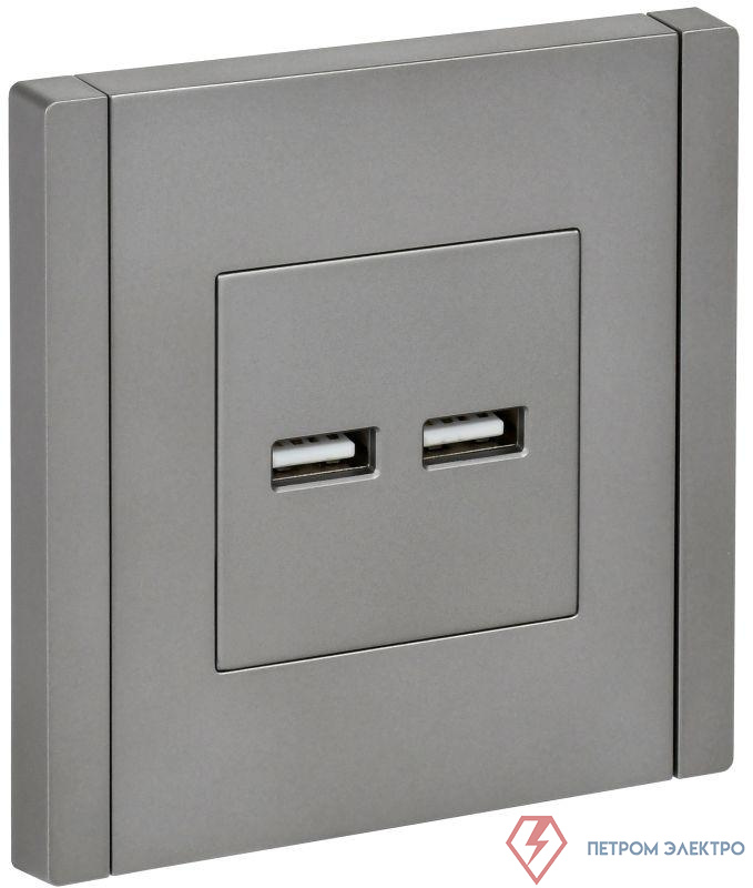 Розетка USB A+A 3.1А FORTE&PIANO FP549 сталь IEK FP-U21-D31-K46