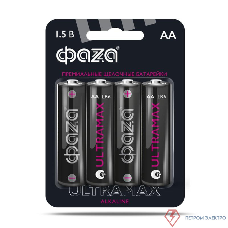 Элемент питания алкалиновый AA/LR6 1.5В ULTRAMAX LR6UM-B4 BL-4 (уп.4шт) ФАZА 5043022