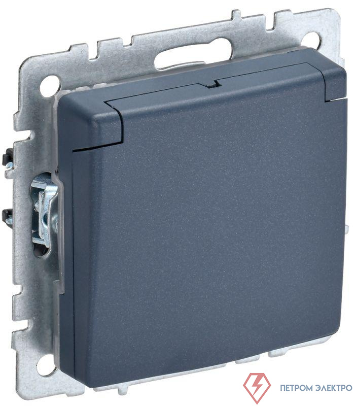 Розетка BRITE РСбш10-3-БрМ 16А IP20 с заземл. защ. шторки с крышкой механизм маренго IEK BR-R16-16-K35