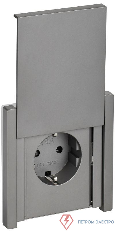 Розетка СП FORTE&PIANO 16А IP44 FP521 с заземл. защ. шторки с крышкой винт. крепл. сталь IEK FP-R16-16-44-K46