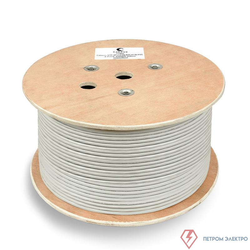 Кабель витая пара SF/UTP кат.5E 4х2х24AWG patch PVC нг(А)-LS SFTP-4P-Cat.5e-PATCH-GY сер. (уп.305м) Cabeus 7260c