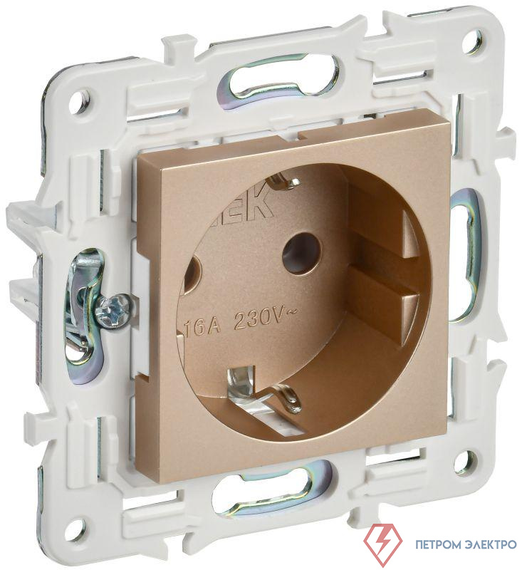 Розетка SKANDY 16А с заземл. без защ. шторок SK-R05Sa песочн. IEK SK-R11-16-K98