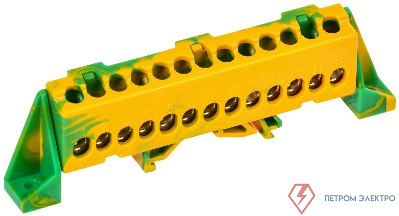 Шина PE "земля" в комб. изол. "Стойка" 6х9-13-ЖЗ TEKFOR IEK TF-NN10-13-DP-K52