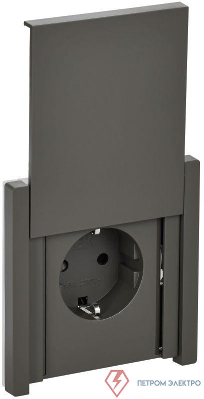 Розетка СП FORTE&PIANO16А IP44 FP319 с заземл. защ. шторки с крышкой безвинт. крепл. сер. IEK FP-R16-16-1-44-K03 0