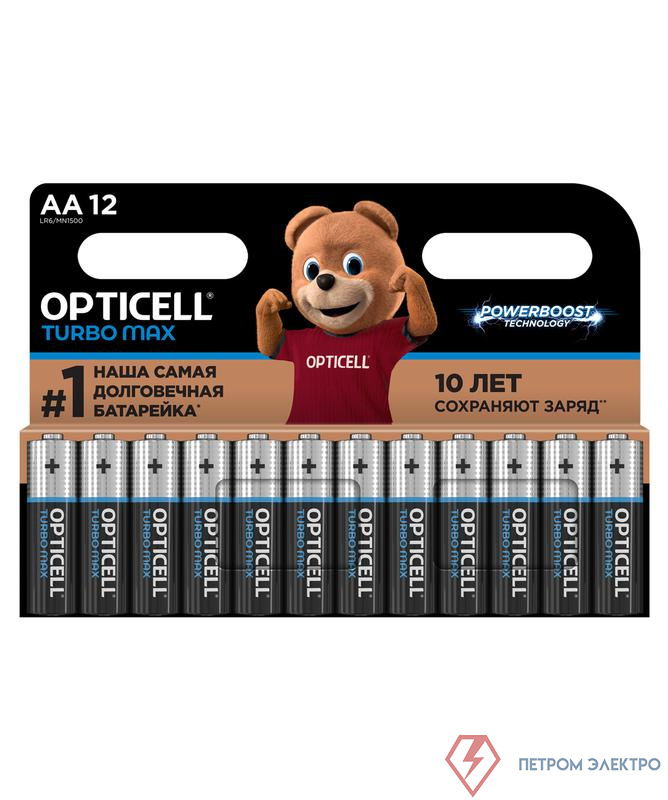 Элемент питания алкалиновый AA/LR6 (блист. 12шт) Turbo Max Opticell 6053009