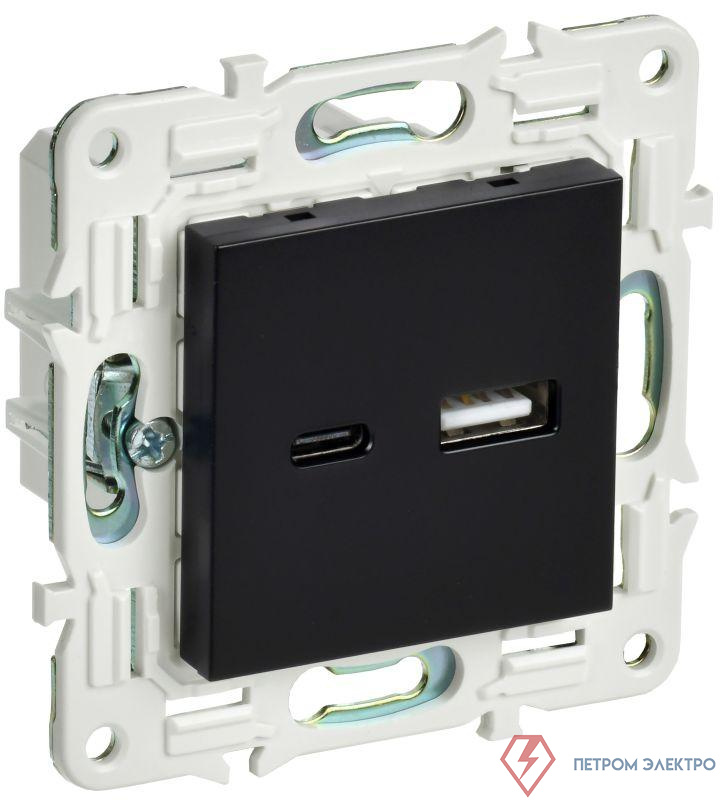 Розетка USB A+C 3.1А SKANDY SK-R14Bl черн. IEK SK-U22-D31-K02