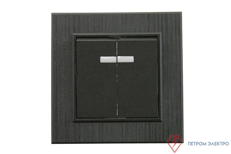 Выключатель 2-клав. с подсветкой Karea LINE STAR чер.Makel 86054023