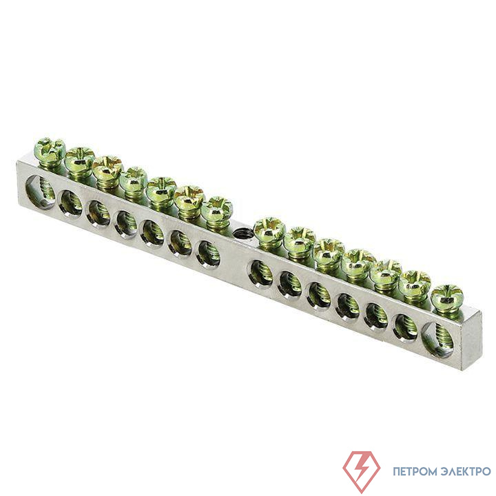 Шина PEN "ноль-земля" 6х9 14 отверст. цинк крепеж по центру PROxima EKF sn1-63-14
