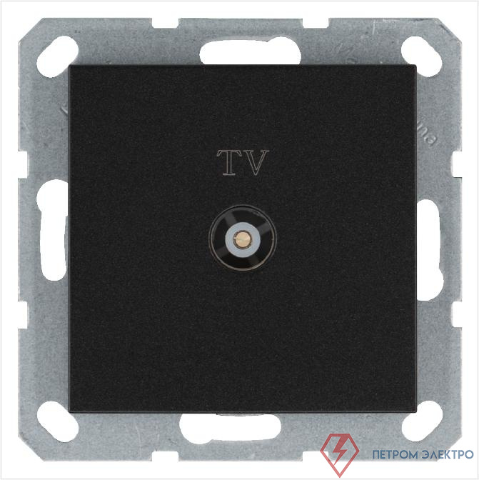 Розетка телевизионная оконечная TV Ф9.5мм механизм антрацит Jasmart G6001B
