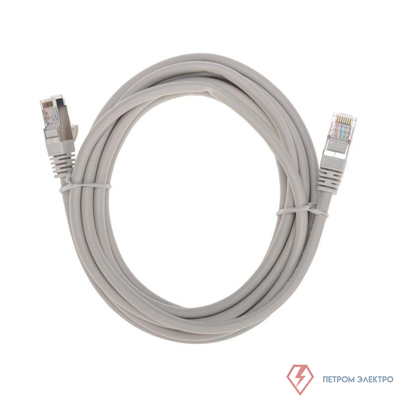 Патч-корд S/FTP CAT 6A (10G) RJ45-RJ45 28AWG LSZH сер. 3м Rexant 02-0390-3