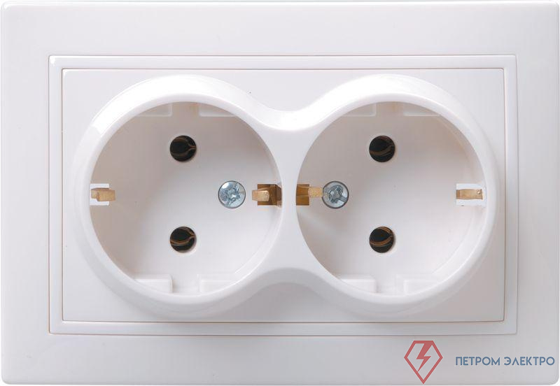 Розетка 2-м СП Кварта РС12-3-КБ 16А IP20 с заземл. без защ. шторок бел. GENERICA ERK24-K01-16-DM