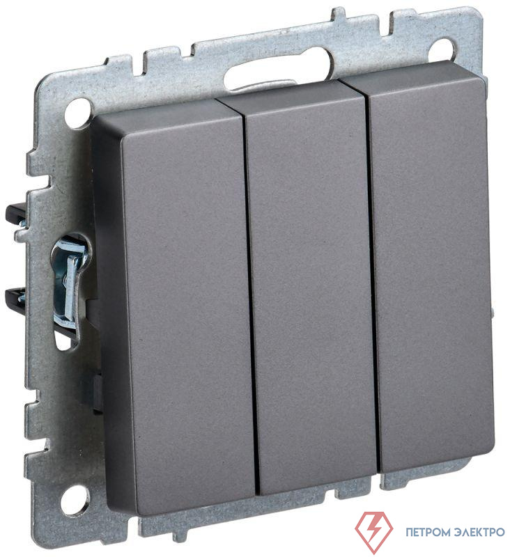 Выключатель 3-кл. СП BRITE ВС10-3-0-БрС 10А механизм сталь IEK BR-V30-0-10-K46